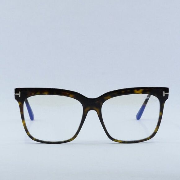 Tom Ford FT5768-B 052 Eyeglasses Havana Square Frame, Blue Light Block Lenses - Picture 4 of 10